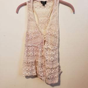 Rue 21 lace crochet cottagecore beachy praire country vest